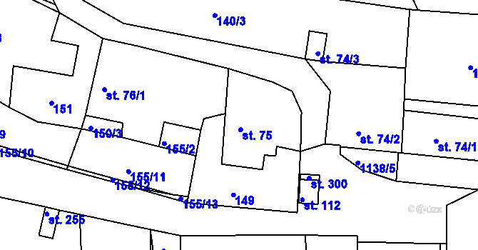 Parcela st. 75 v KÚ Hluboš, Katastrální mapa
