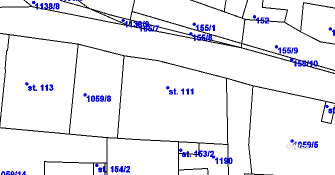 Parcela st. 111 v KÚ Hluboš, Katastrální mapa