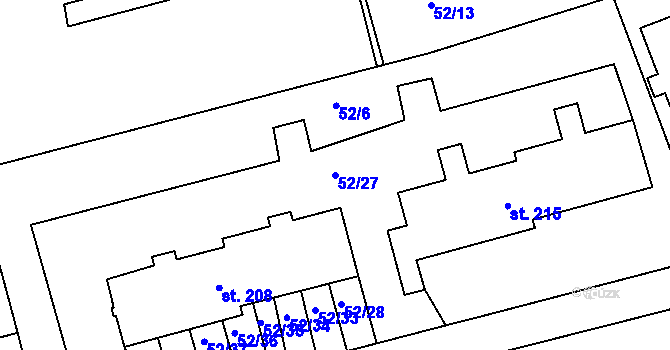 Parcela st. 52/27 v KÚ Hluboš, Katastrální mapa