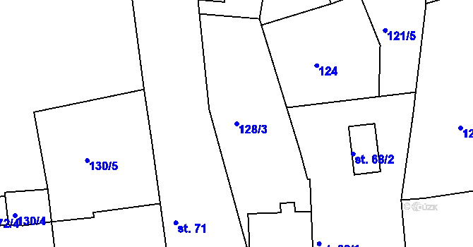 Parcela st. 128/3 v KÚ Hluboš, Katastrální mapa
