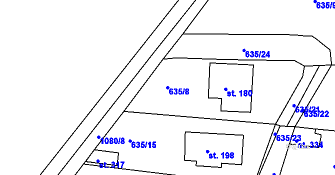 Parcela st. 635/8 v KÚ Hluboš, Katastrální mapa