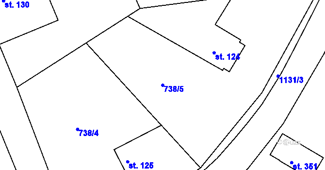 Parcela st. 738/5 v KÚ Hluboš, Katastrální mapa