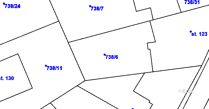 Parcela st. 738/6 v KÚ Hluboš, Katastrální mapa