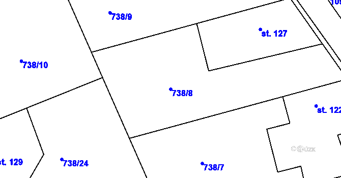 Parcela st. 738/8 v KÚ Hluboš, Katastrální mapa