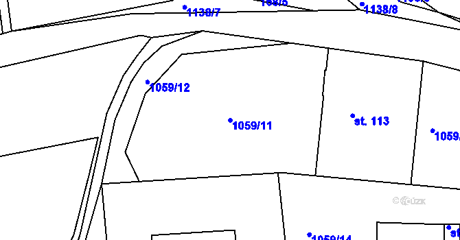 Parcela st. 1059/11 v KÚ Hluboš, Katastrální mapa