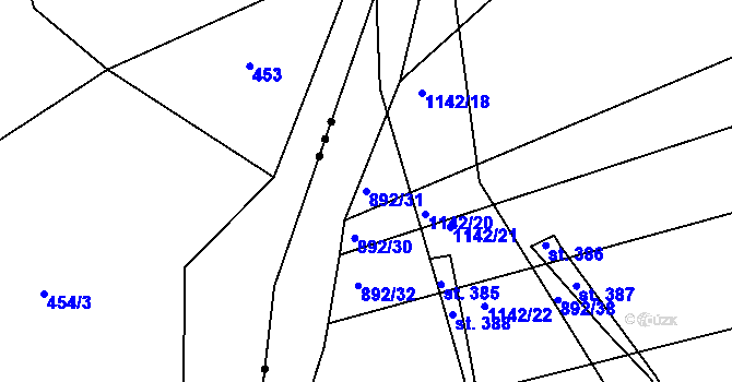 Parcela st. 892/31 v KÚ Hluboš, Katastrální mapa