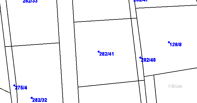 Parcela st. 282/41 v KÚ Hluboš, Katastrální mapa