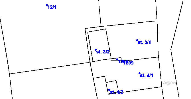 Parcela st. 3/2 v KÚ Hluboš, Katastrální mapa