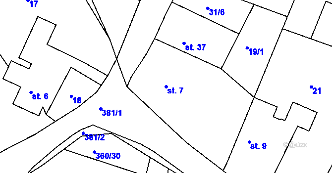 Parcela st. 7 v KÚ Kardavec, Katastrální mapa