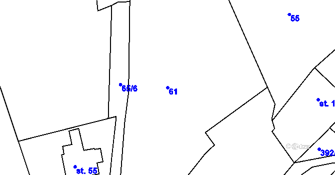 Parcela st. 61 v KÚ Kardavec, Katastrální mapa