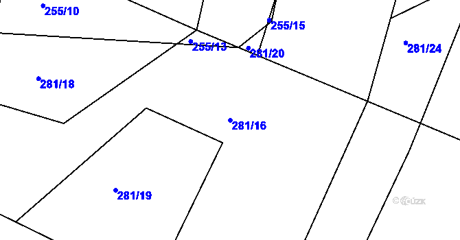 Parcela st. 281/16 v KÚ Kardavec, Katastrální mapa