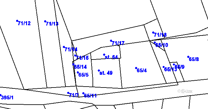 Parcela st. 64 v KÚ Kardavec, Katastrální mapa
