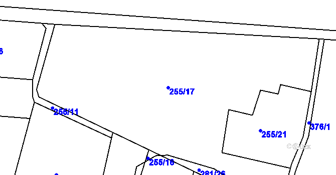 Parcela st. 255/17 v KÚ Kardavec, Katastrální mapa