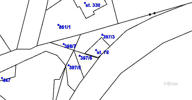 Parcela st. 78 v KÚ Kardavec, Katastrální mapa