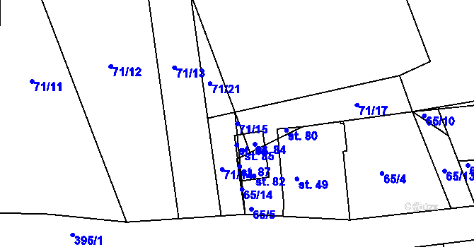 Parcela st. 71/15 v KÚ Kardavec, Katastrální mapa