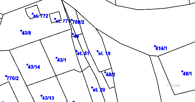 Parcela st. 19 v KÚ Hlubyně, Katastrální mapa