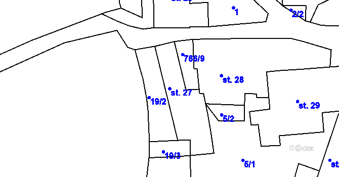 Parcela st. 27 v KÚ Hlubyně, Katastrální mapa