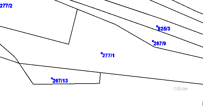 Parcela st. 277/1 v KÚ Hlubyně, Katastrální mapa