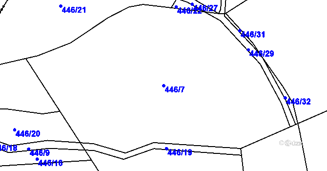Parcela st. 446/7 v KÚ Hlubyně, Katastrální mapa