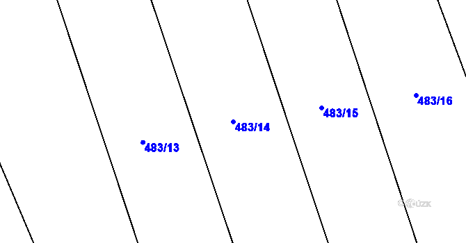 Parcela st. 483/14 v KÚ Hlubyně, Katastrální mapa