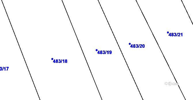 Parcela st. 483/19 v KÚ Hlubyně, Katastrální mapa