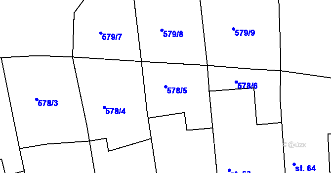 Parcela st. 578/5 v KÚ Hlubyně, Katastrální mapa