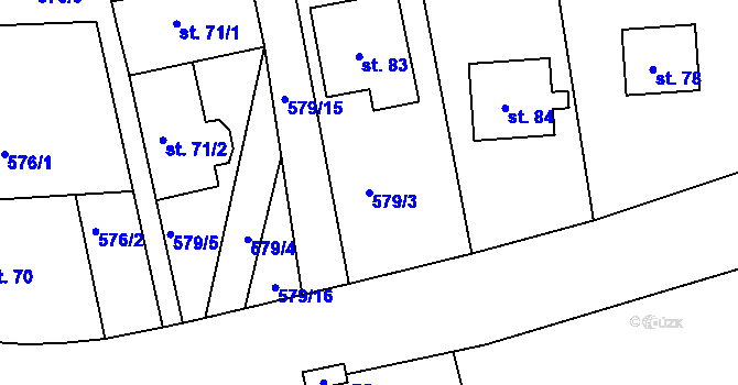 Parcela st. 579/3 v KÚ Hlubyně, Katastrální mapa