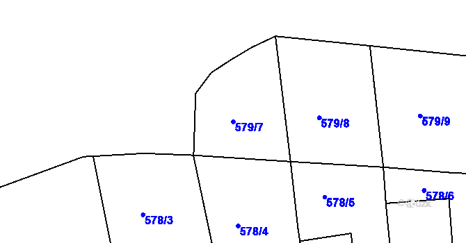 Parcela st. 579/7 v KÚ Hlubyně, Katastrální mapa