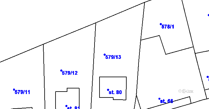 Parcela st. 579/13 v KÚ Hlubyně, Katastrální mapa