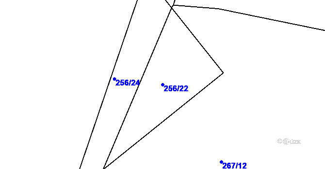 Parcela st. 256/22 v KÚ Hlubyně, Katastrální mapa