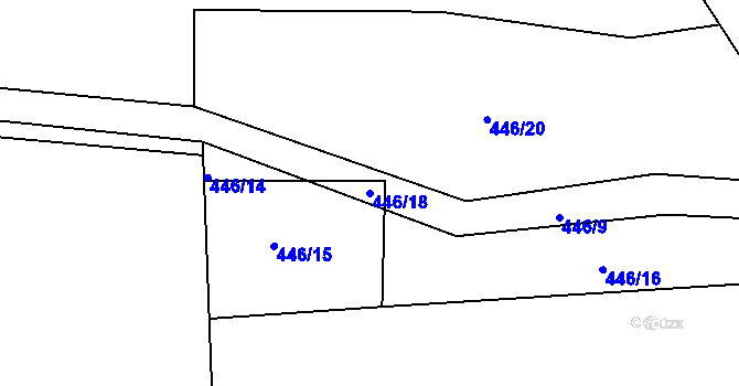 Parcela st. 446/18 v KÚ Hlubyně, Katastrální mapa