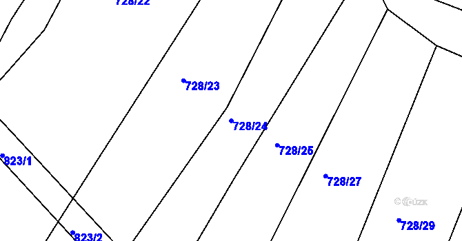 Parcela st. 728/24 v KÚ Hlubyně, Katastrální mapa