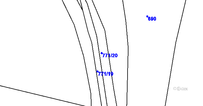 Parcela st. 771/20 v KÚ Hlubyně, Katastrální mapa