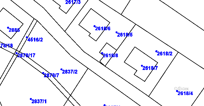 Parcela st. 2618/8 v KÚ Hlučín, Katastrální mapa