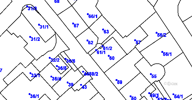 Parcela st. 61/1 v KÚ Hlučín, Katastrální mapa