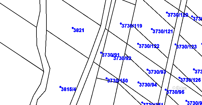Parcela st. 3730/91 v KÚ Hlučín, Katastrální mapa