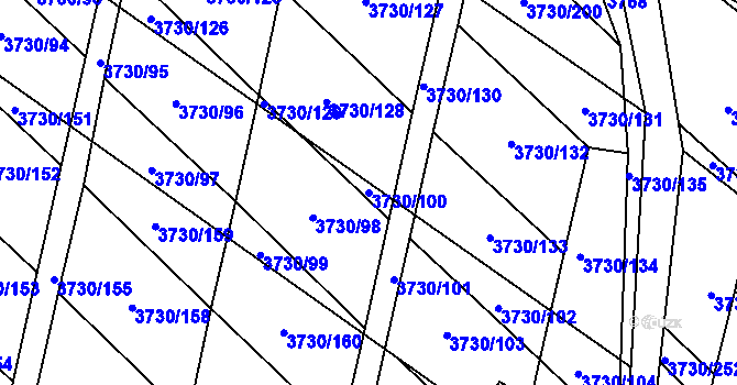 Parcela st. 3730/100 v KÚ Hlučín, Katastrální mapa