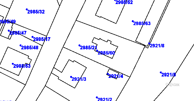 Parcela st. 2985/60 v KÚ Hlučín, Katastrální mapa