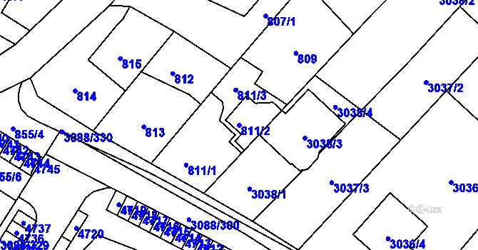 Parcela st. 811/2 v KÚ Hlučín, Katastrální mapa