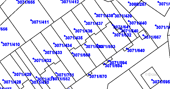 Parcela st. 3071/693 v KÚ Hlučín, Katastrální mapa