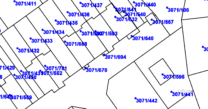 Parcela st. 3071/694 v KÚ Hlučín, Katastrální mapa