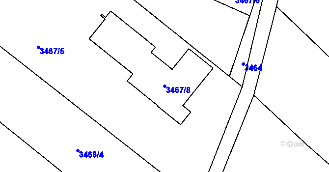 Parcela st. 3467/8 v KÚ Hlučín, Katastrální mapa