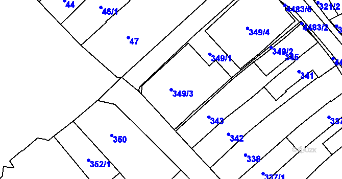 Parcela st. 349/3 v KÚ Hlučín, Katastrální mapa