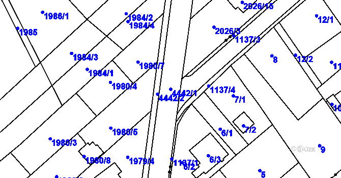 Parcela st. 4442/1 v KÚ Hlučín, Katastrální mapa