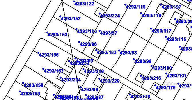 Parcela st. 4293/183 v KÚ Hlučín, Katastrální mapa