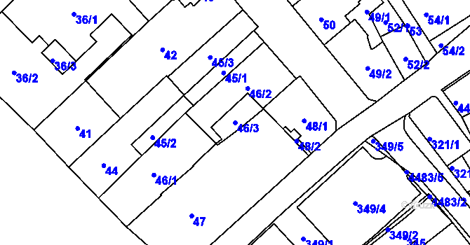 Parcela st. 46/3 v KÚ Hlučín, Katastrální mapa
