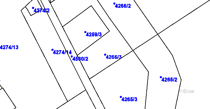 Parcela st. 4266/3 v KÚ Hlučín, Katastrální mapa