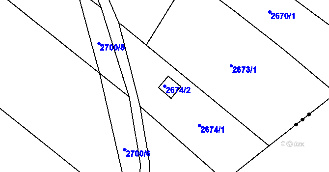 Parcela st. 2674/2 v KÚ Hlučín, Katastrální mapa