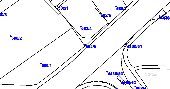 Parcela st. 582/5 v KÚ Hlučín, Katastrální mapa