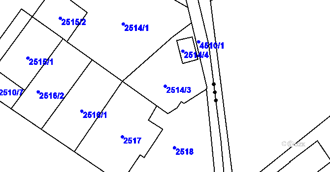 Parcela st. 2514/3 v KÚ Hlučín, Katastrální mapa